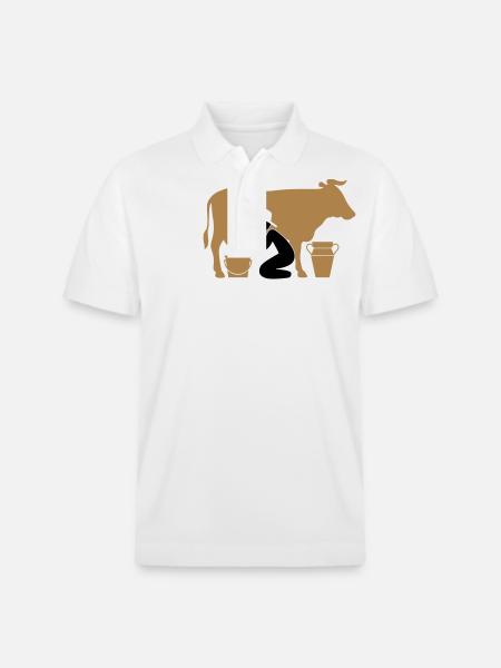 Farmer på malkning en ko - Stanley/Stella PREPSTER økologisk unisex poloshirt - hvid