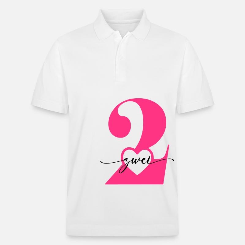Ziffer Zwei 2 mit Herz - Stanley/Stella Unisex Bio-Poloshirt PREPSTER - Weiß