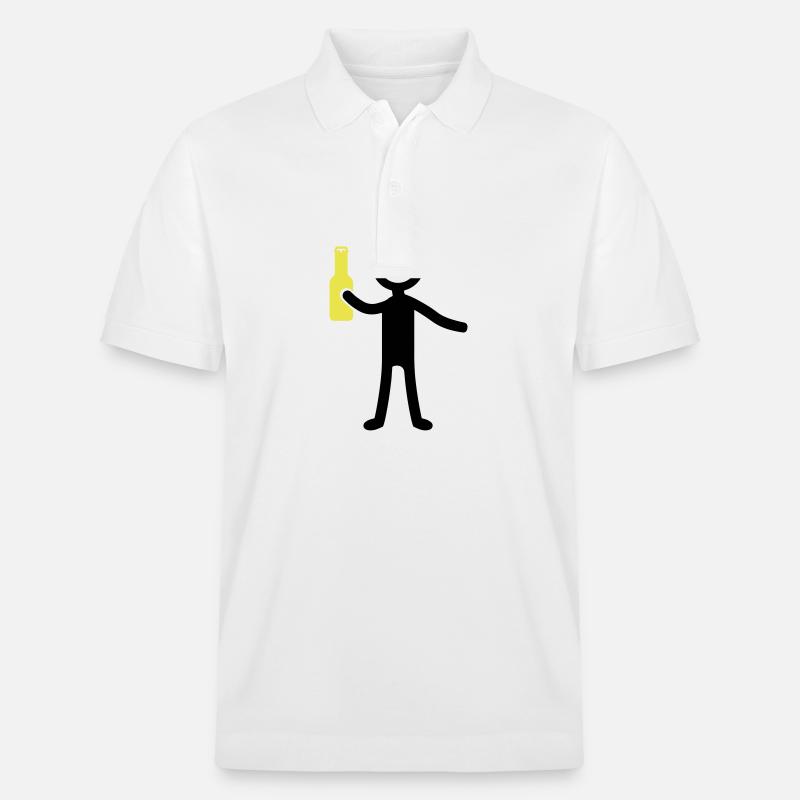 Strichmännchen Bier Lustig - Stanley/Stella Unisex Bio-Poloshirt PREPSTER - Weiß