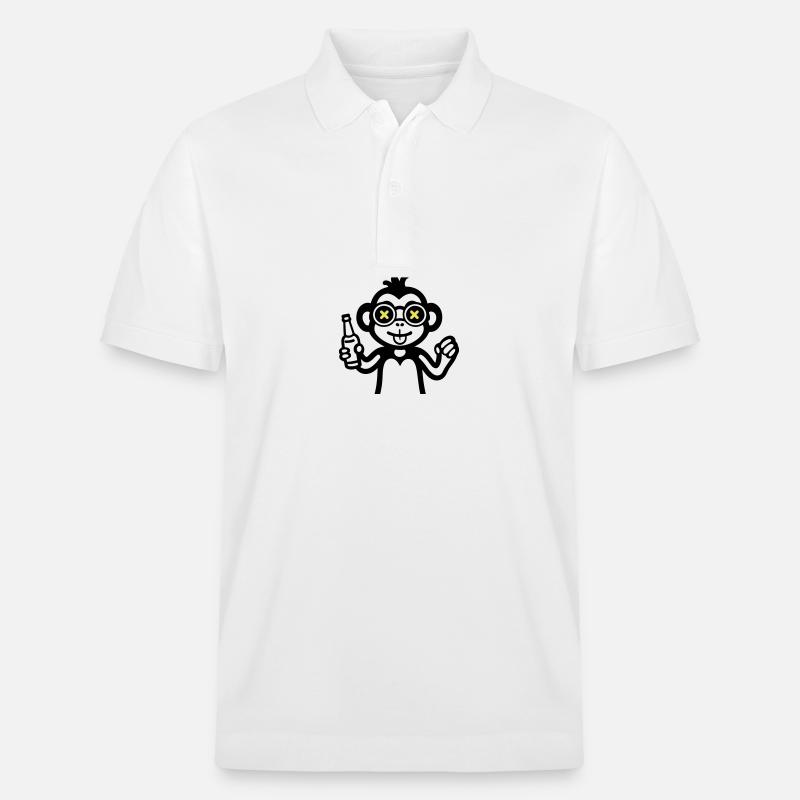 Affe Drinking Lustig Bier - Stanley/Stella Unisex Bio-Poloshirt PREPSTER - Weiß
