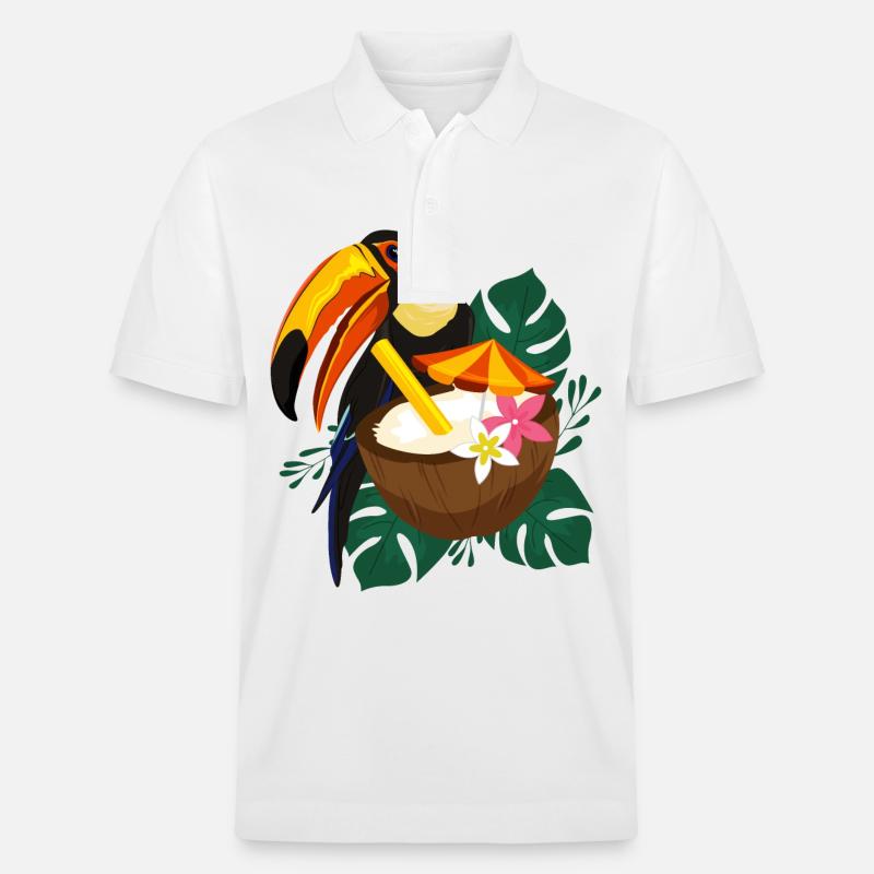 Toucan Sommer mit Sonne - Stanley/Stella Unisex Bio-Poloshirt PREPSTER - Weiß
