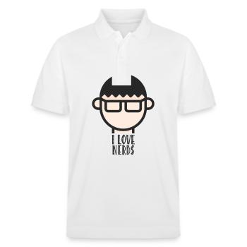 I love nerds / freaks, computer scientists, IT people - Stanley/Stella Unisex Organic Polo Shirt PREPSTER - white - Front - Roxy (174cm) & Andy (188cm)