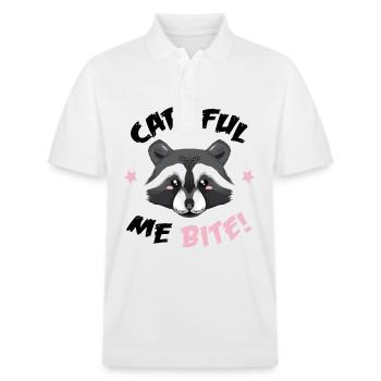 Waschbär - Vorsicht ich beiße - Stanley/Stella Unisex Bio-Poloshirt PREPSTER - Weiß - Vorne - Roxy (174cm) & Andy (188cm)