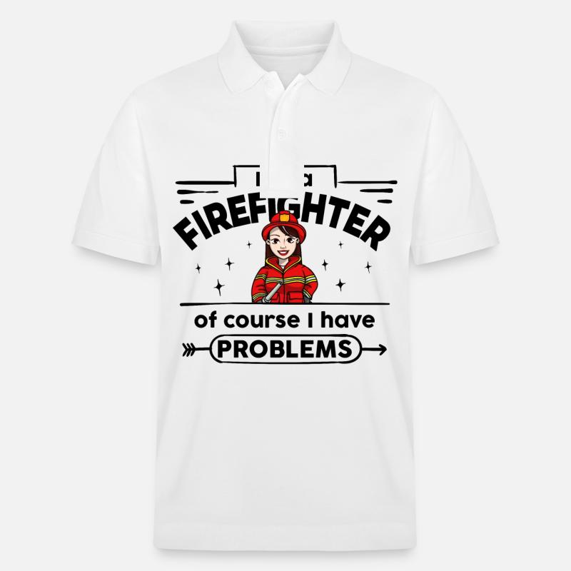 Feuerwehrfrau - with Problems - Stanley/Stella Unisex Bio-Poloshirt PREPSTER - Weiß