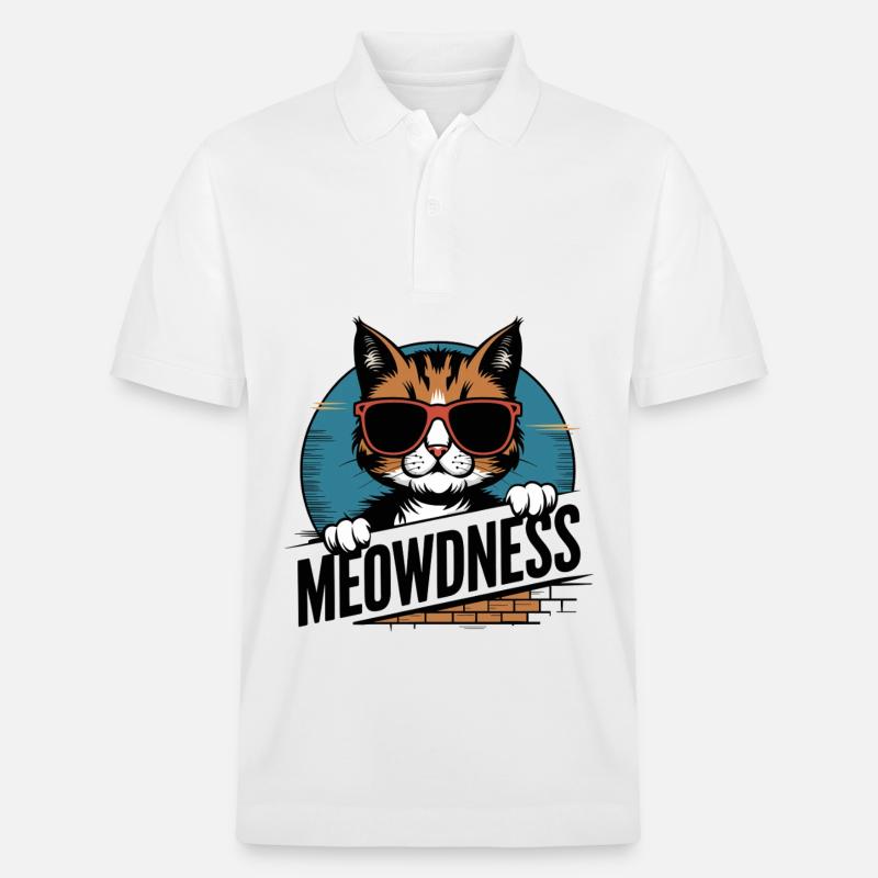Miauen Katze Sonnenbrille - Stanley/Stella Unisex Bio-Poloshirt PREPSTER - Weiß