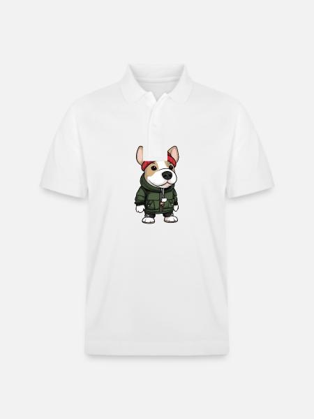 Bull Terrier Dog Winter - Stanley/Stella Unisex Organic Polo Shirt PREPSTER - white