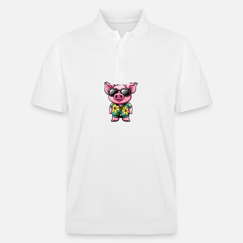 Schwein Comic Urlaub - Stanley/Stella Unisex Bio-Poloshirt PREPSTER - Weiß