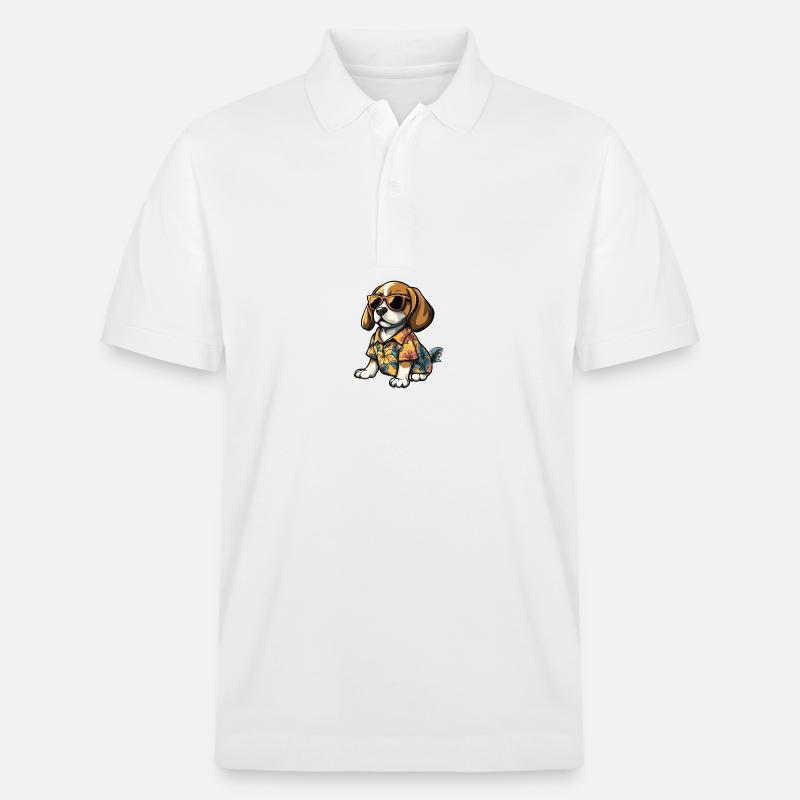 Beagle Hund Comic Urlaub - Stanley/Stella Unisex Bio-Poloshirt PREPSTER - Weiß