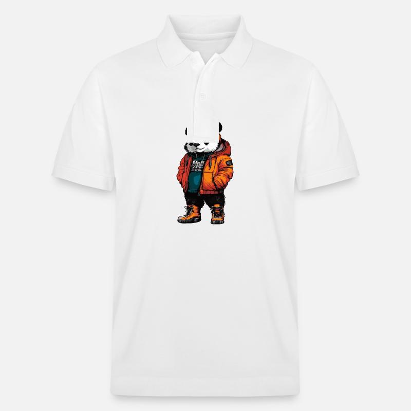 Panda Drôle d’Hiver - Polo PREPSTER bio Stanley/Stella Unisexe - blanc