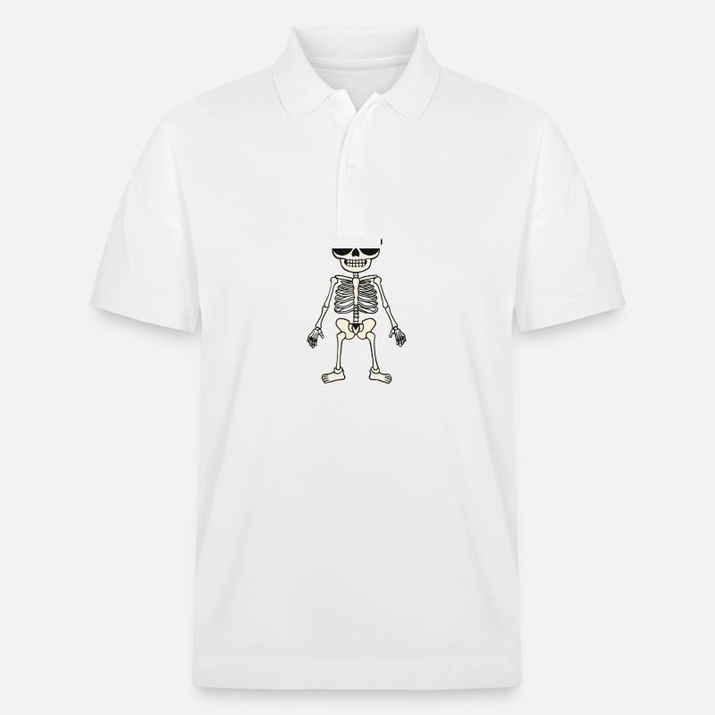 Skeleton Comic Halloween Cool - Stanley/Stella Unisex Organic Polo Shirt PREPSTER - white