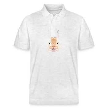 Hase Polygon – Low Poly - Stanley/Stella Unisex Bio-Poloshirt PREPSTER - Weiß meliert - Vorne - Roxy (174cm) & Andy (188cm)