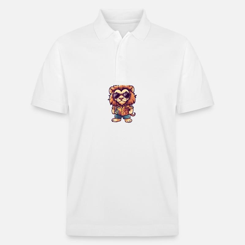 Löwe Comic Urlaub - Stanley/Stella Unisex Bio-Poloshirt PREPSTER - Weiß
