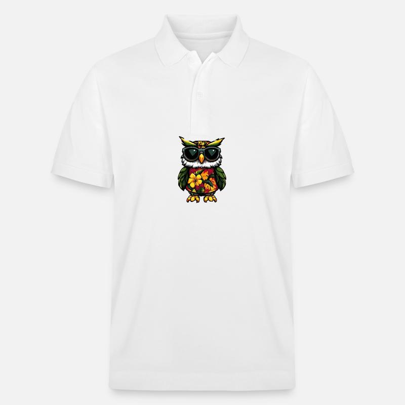 Eule Comic Urlaub - Stanley/Stella Unisex Bio-Poloshirt PREPSTER - Weiß