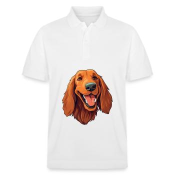 Irischer Setter Hund Rasse Aquarell Karikatur Kawaii C - Stanley/Stella Unisex Bio-Poloshirt PREPSTER - Weiß - Vorne - Roxy (174cm) & Andy (188cm)