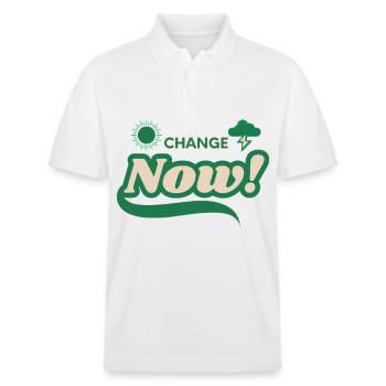 Change Now - Stanley/Stella Unisex Bio-Poloshirt PREPSTER - Weiß - Vorne - Roxy (174cm) & Andy (188cm)
