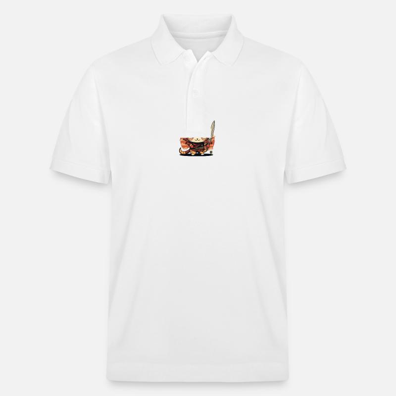 Kawaii Samurai Katze - Stanley/Stella Unisex Bio-Poloshirt PREPSTER - Weiß