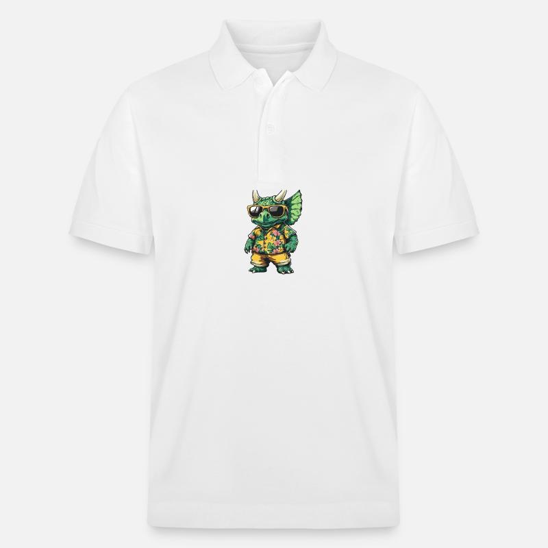 Dinosaurier triceratops Comic Urlaub - Stanley/Stella Unisex Bio-Poloshirt PREPSTER - Weiß