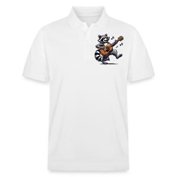 Raccoon Guitare Musique - Polo PREPSTER bio Stanley/Stella Unisexe - blanc - Devant - Roxy (174cm) & Andy (188cm)