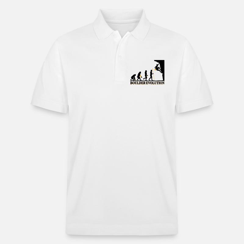 Boulder Evolution Klettern Bergsteigen Spruch - Stanley/Stella Unisex Bio-Poloshirt PREPSTER - Weiß