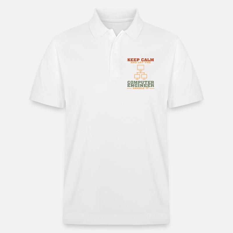 Bestseller Computer Engineer T-Shirt, Keep Calm - Stanley/Stella Unisex Bio-Poloshirt PREPSTER - Weiß