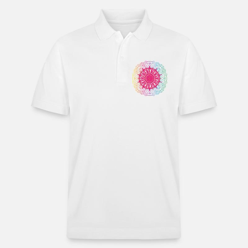 Regenbogen Mandala Gradient Kreis - Stanley/Stella Unisex Bio-Poloshirt PREPSTER - Weiß