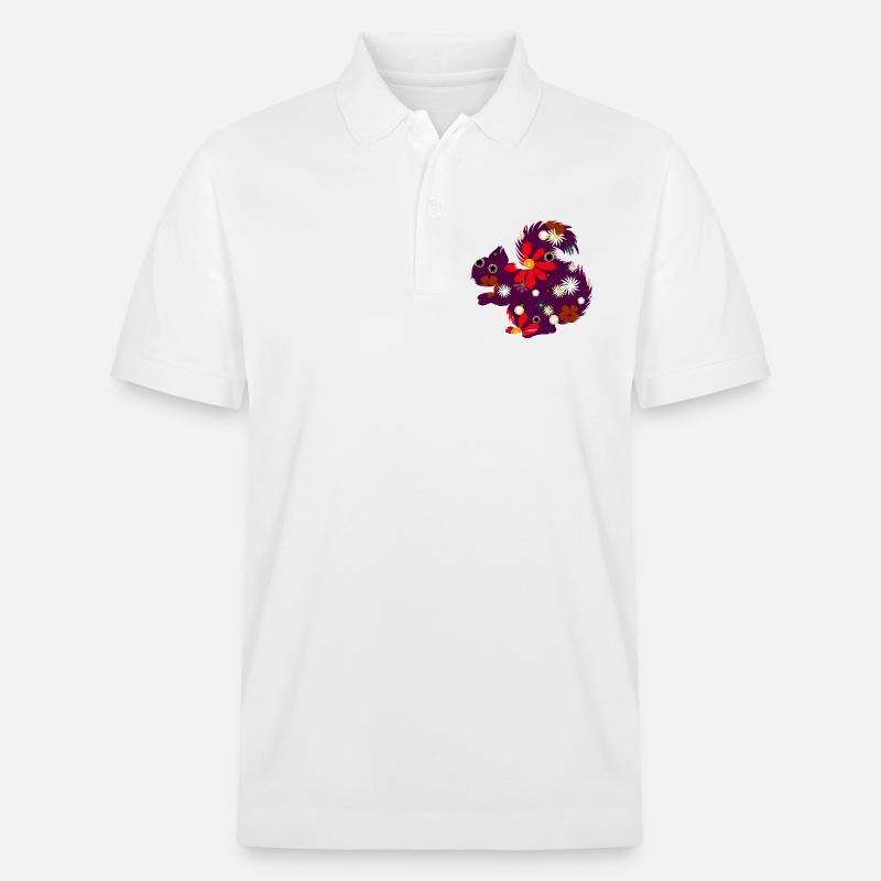 Herbstoutfit freizeit, eichhörnchchen design - Stanley/Stella Unisex Bio-Poloshirt PREPSTER - Weiß