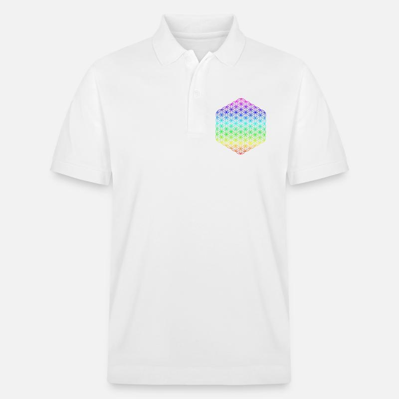 Blume des Lebens - 5. Dimension - Mandala - Stanley/Stella Unisex Bio-Poloshirt PREPSTER - Weiß