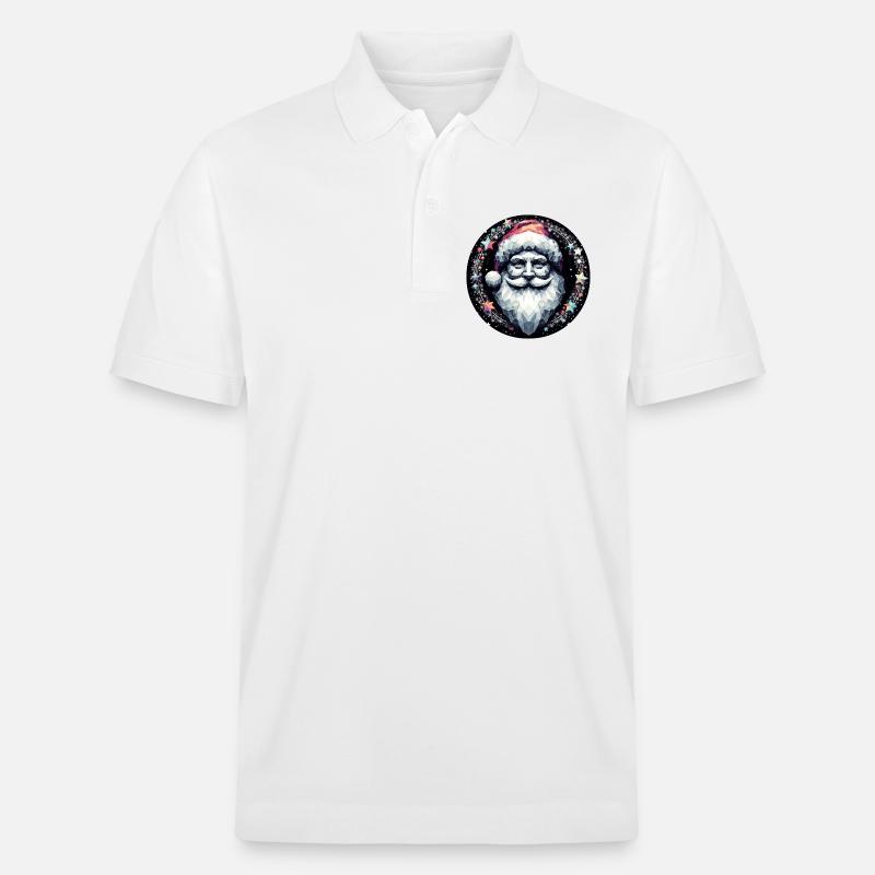 Weihnachtsmann Kopf in Kranz hell - Stanley/Stella Unisex Bio-Poloshirt PREPSTER - Weiß