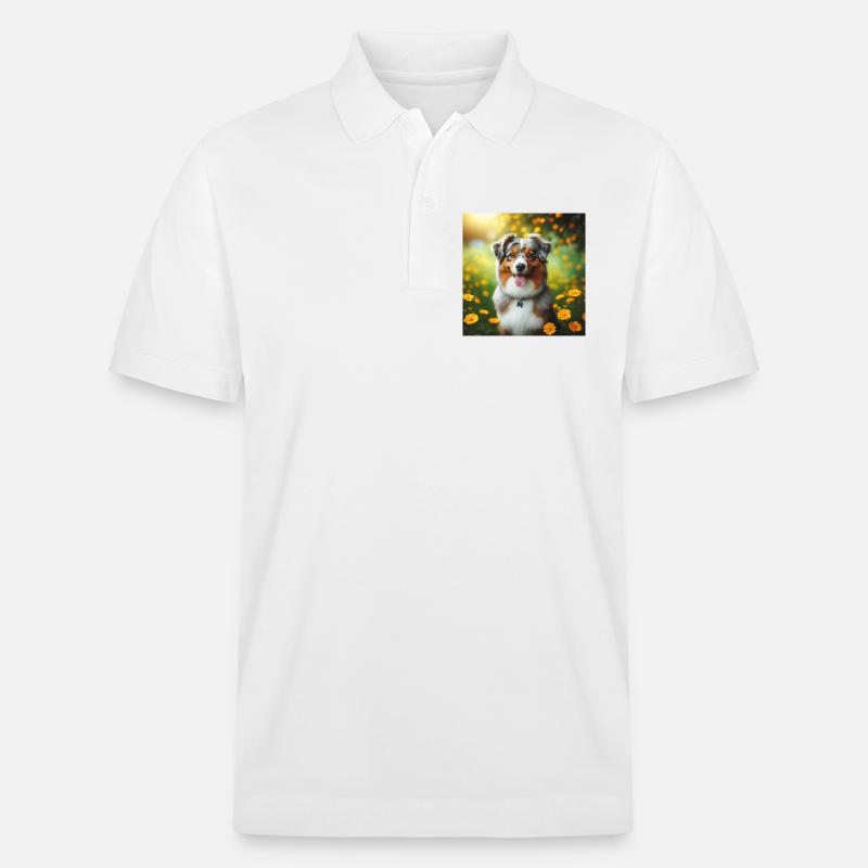 Australischer Schäferhund - Stanley/Stella Unisex Bio-Poloshirt PREPSTER - Weiß