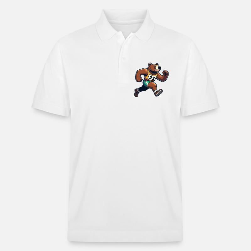 Marathon Bear : le coureur rapide - Polo PREPSTER bio Stanley/Stella Unisexe - blanc