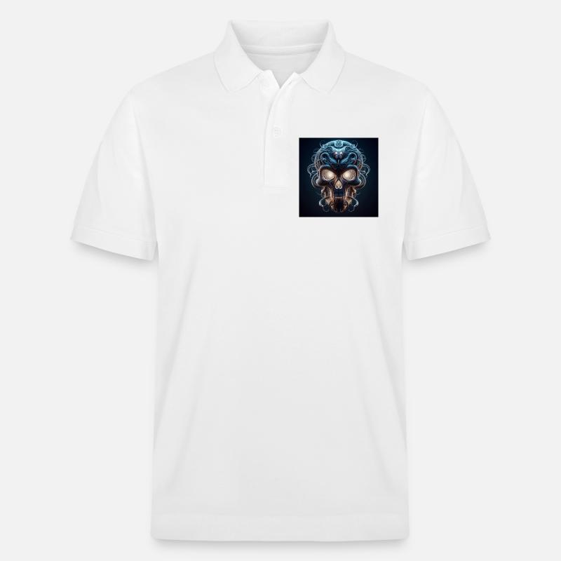 Schädel verschmolzen mit Snake 3D - Stanley/Stella Unisex Bio-Poloshirt PREPSTER - Weiß