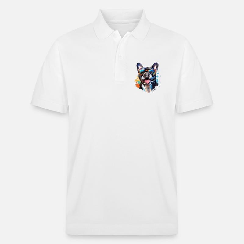 Frenchie avec lunettes de soleil - Polo PREPSTER bio Stanley/Stella Unisexe - blanc