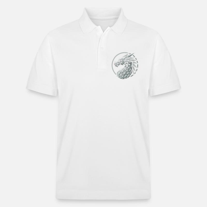 Blaue Polygone Drachenkopf - Stanley/Stella Unisex Bio-Poloshirt PREPSTER - Weiß