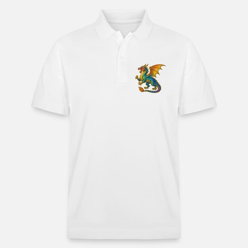 Regenbogen Glitzerdrache - Stanley/Stella Unisex Bio-Poloshirt PREPSTER - Weiß