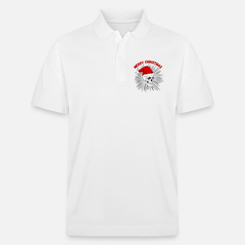 Weihnachtsschädel mit rotem Gothic Hut - Stanley/Stella Unisex Bio-Poloshirt PREPSTER - Weiß