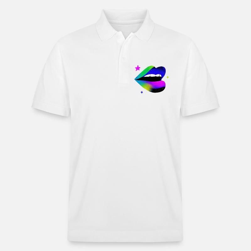 Regenbogen Lippe Graffiti Pop Art - Stanley/Stella Unisex Bio-Poloshirt PREPSTER - Weiß
