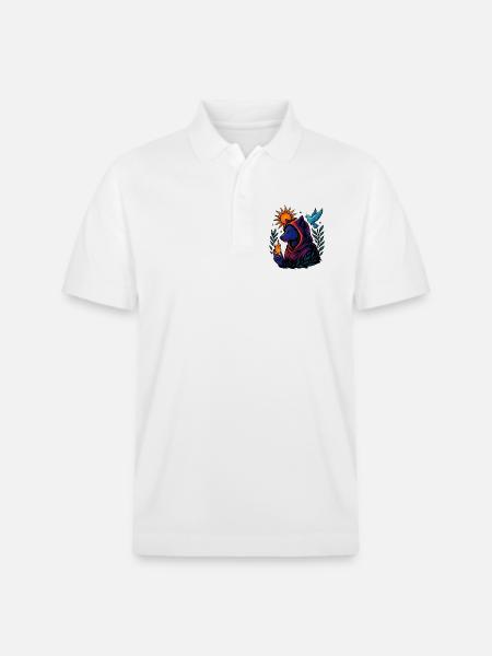Flamme des Geistes – Kosmische Wolfskunst - Stanley/Stella Unisex Bio-Poloshirt PREPSTER - Weiß