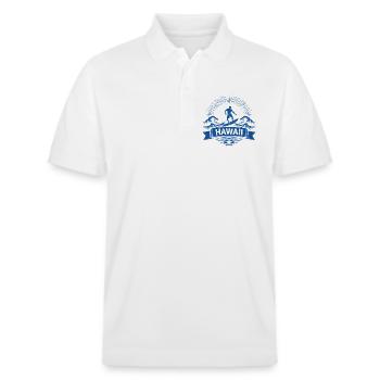 Hawaii Surfer Wellenreiter auf Pazifikwelle - Stanley/Stella Unisex Bio-Poloshirt PREPSTER - Weiß - Vorne - Roxy (174cm) & Andy (188cm)