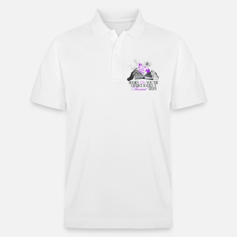 Bücher geben Dir tausend Leben - Stanley/Stella Unisex Bio-Poloshirt PREPSTER - Weiß