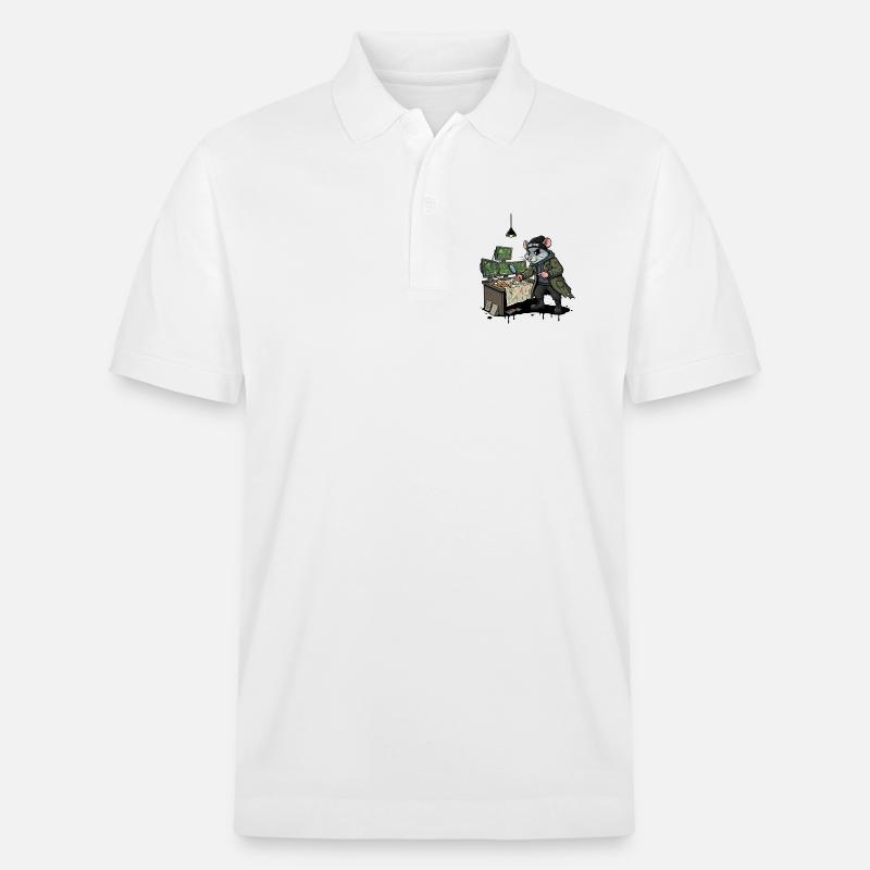 Hacker-Ratte Detektiv Deep-State Spurensuche - Stanley/Stella Unisex Bio-Poloshirt PREPSTER - Weiß