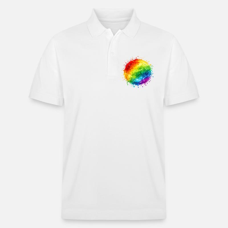 Regenbogenfarbene Farbspritzer Explosion - Stanley/Stella Unisex Bio-Poloshirt PREPSTER - Weiß