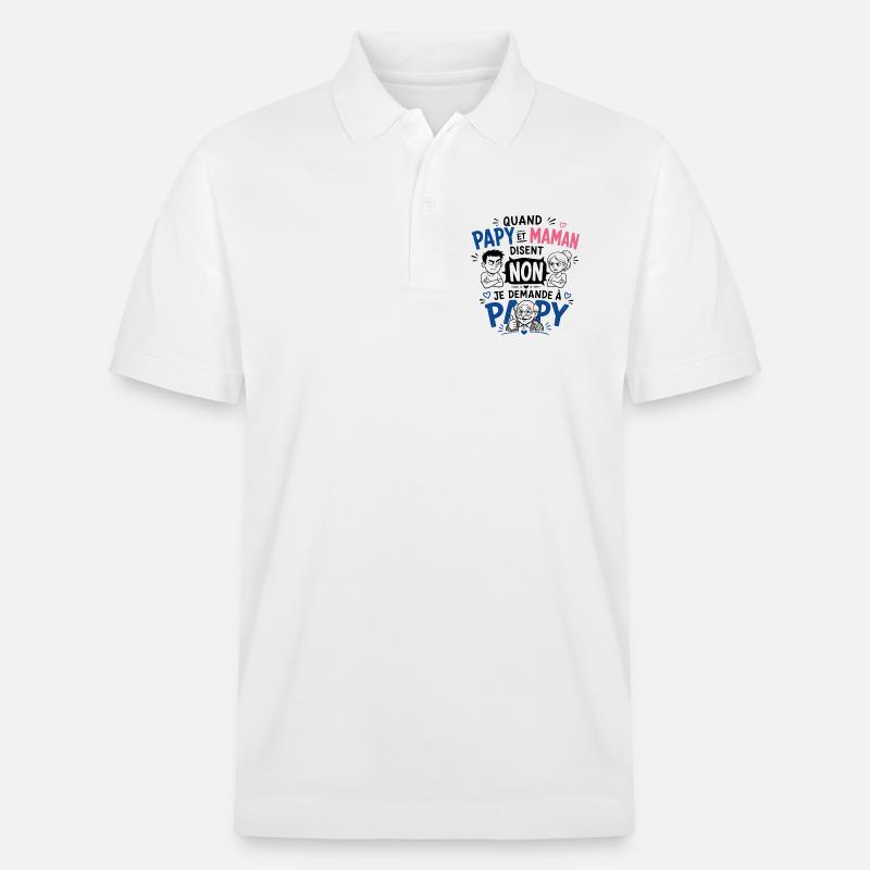 Je demande à Papy ! - Polo PREPSTER bio Stanley/Stella Unisexe - blanc