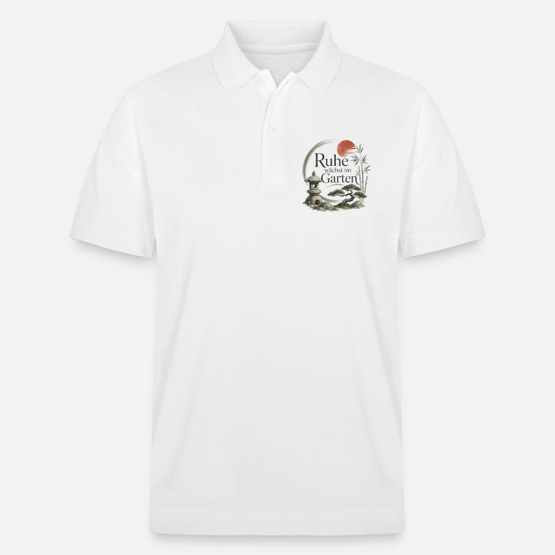 Ruhe wächst im Garten - Stanley/Stella Unisex Bio-Poloshirt PREPSTER - Weiß