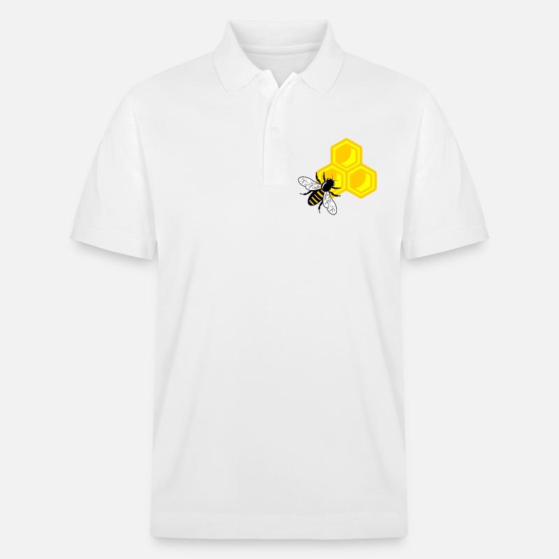 Honigbiene auf Wabe - Stanley/Stella Unisex Bio-Poloshirt PREPSTER - Weiß