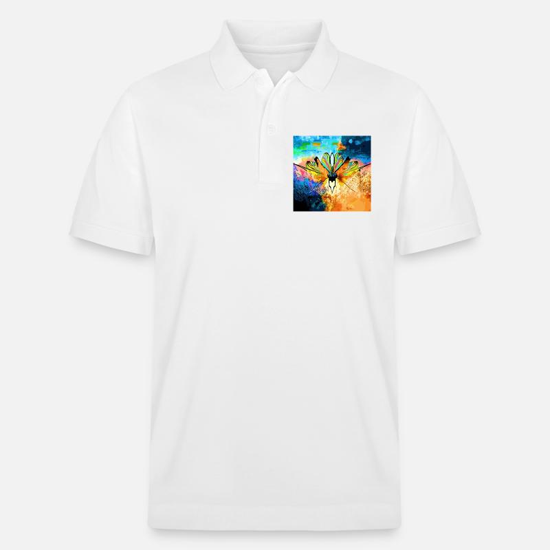 Bunter Falter im Farbmeer - Stanley/Stella Unisex Bio-Poloshirt PREPSTER - Weiß