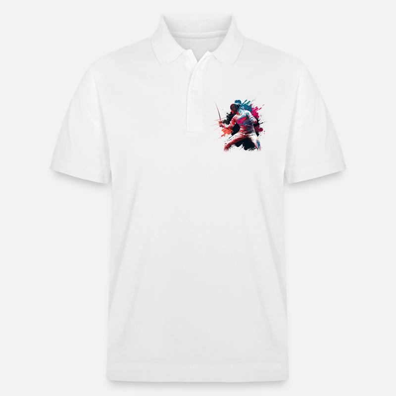 Farbexplosiver Fechter Graffiti - Stanley/Stella Unisex Bio-Poloshirt PREPSTER - Weiß
