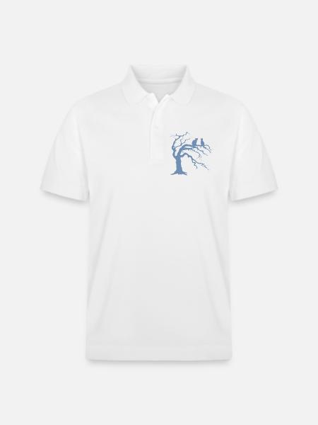 Dead tree with 2 cats silhouette - Stanley/Stella Unisex Organic Polo Shirt PREPSTER - white