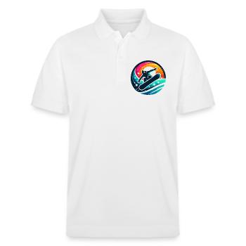 Vibrationen der Snowboard-Evolution - Stanley/Stella Unisex Bio-Poloshirt PREPSTER - Weiß - Vorne - Roxy (174cm) & Andy (188cm)
