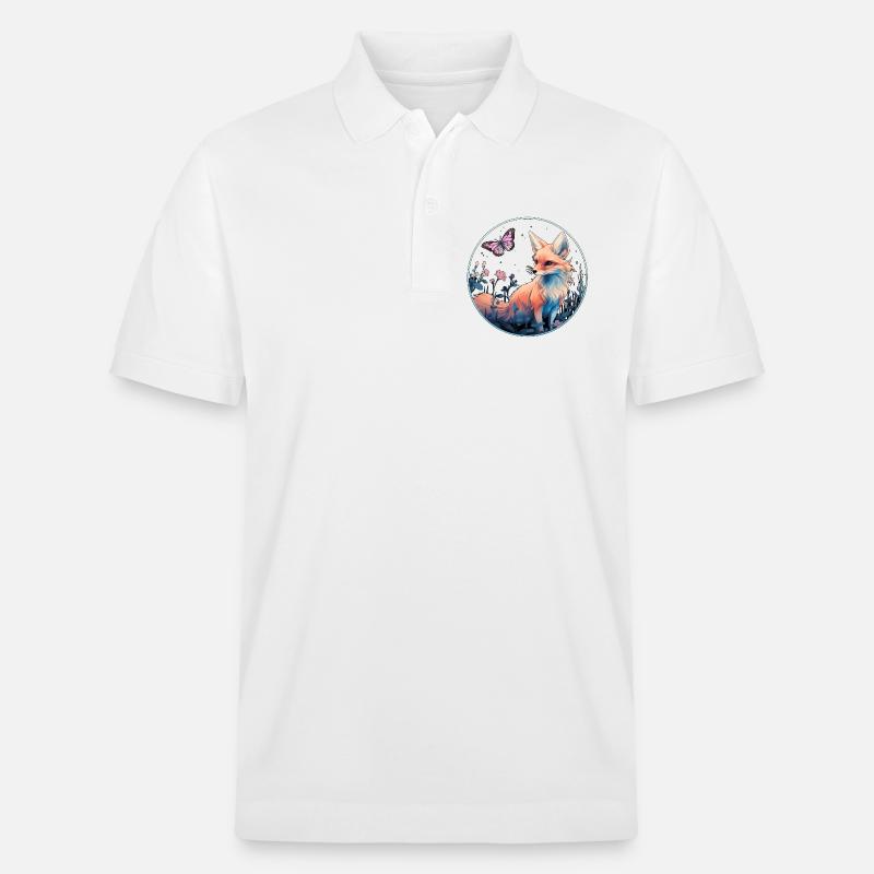 Renard avec papillon - Polo PREPSTER bio Stanley/Stella Unisexe - blanc