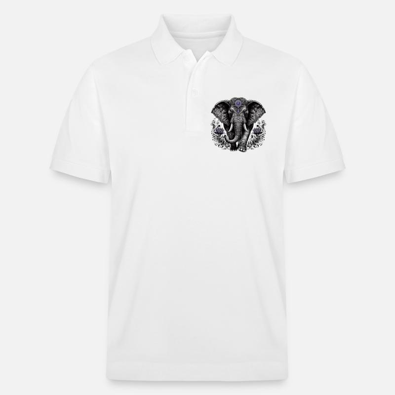 Éléphant avec coiffe - Polo PREPSTER bio Stanley/Stella Unisexe - blanc